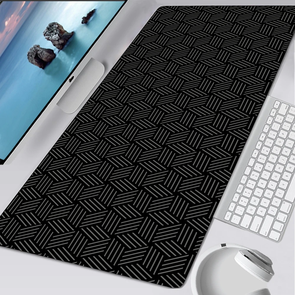Laptop Accessories Nearby - Laptop Zwarte Muismat Eenvoudige Hexagon Deskmat
