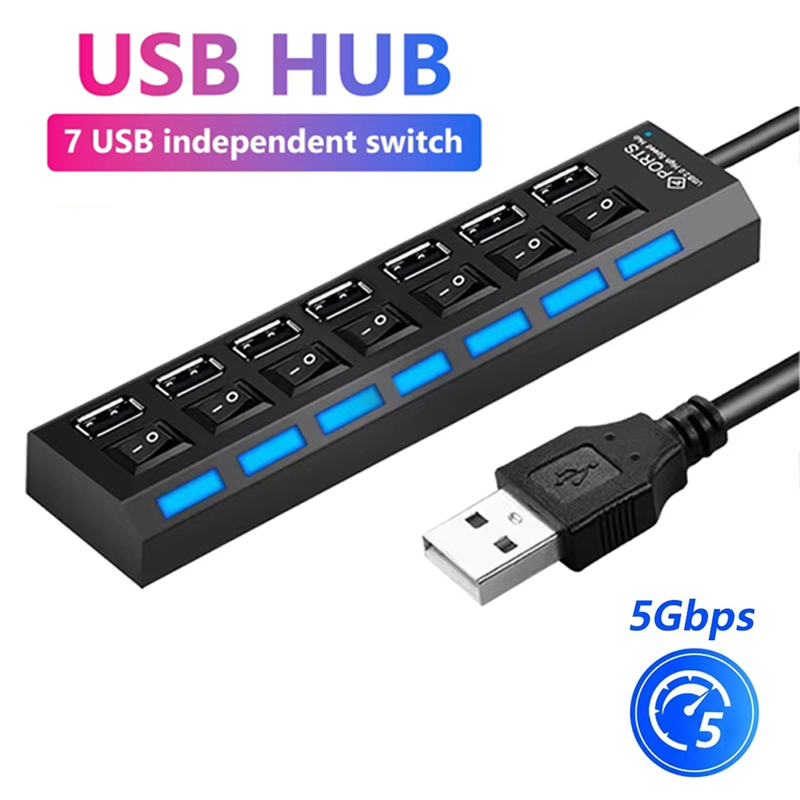 Laptop Office Accessories - 7-poorts USB 2.0 hubsplitter voor laptopcomputeraccessoires